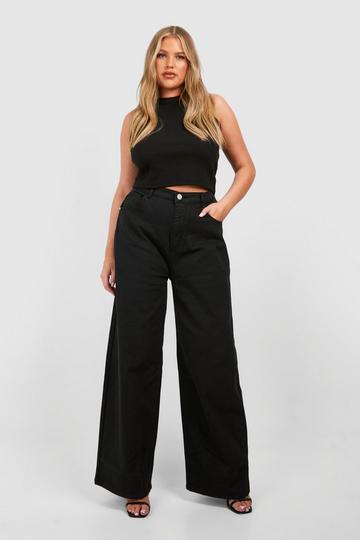 Plus High Waist Straight Leg Jean black