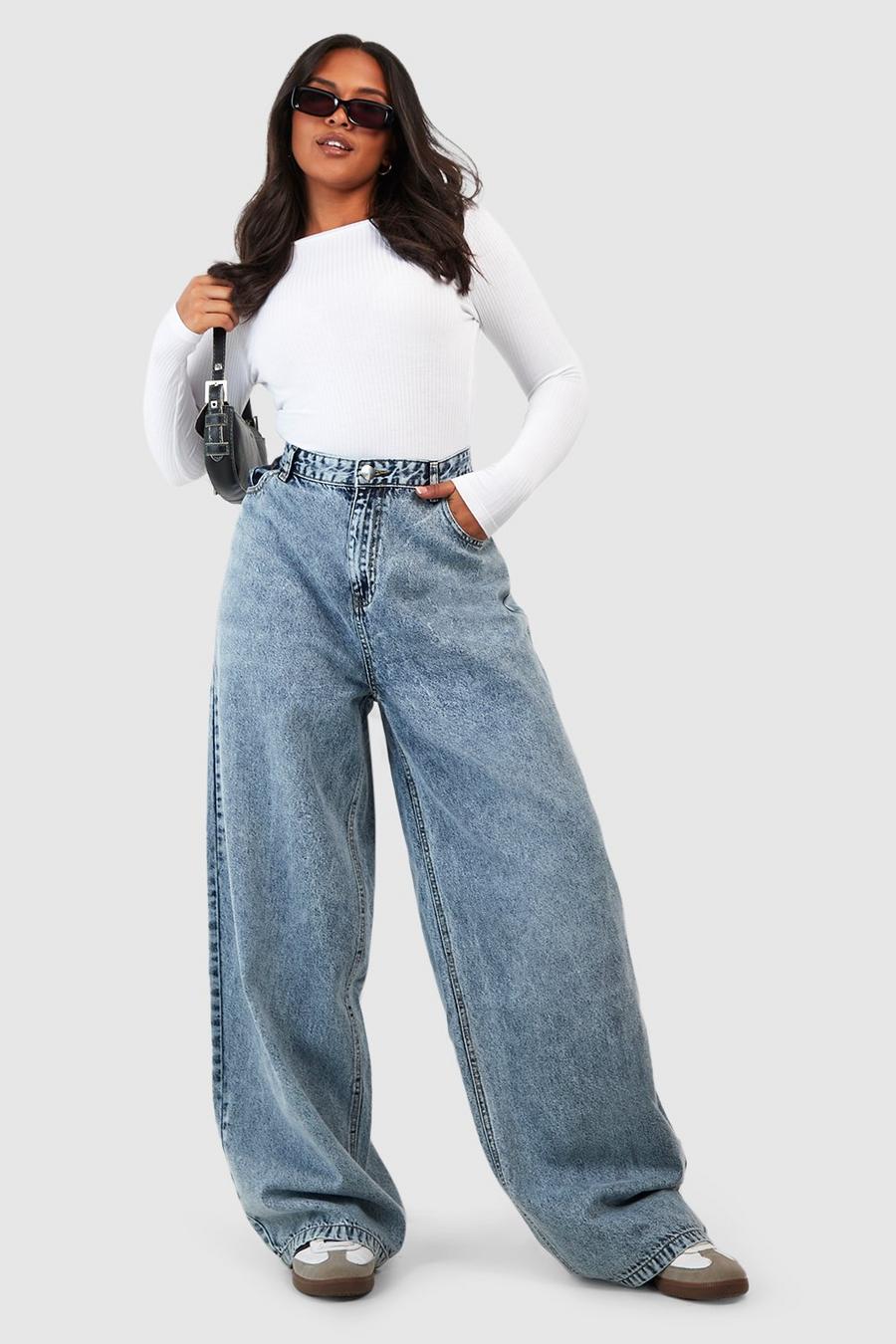 Jeans dritti Plus Size extra comodi in denim, Mid blue