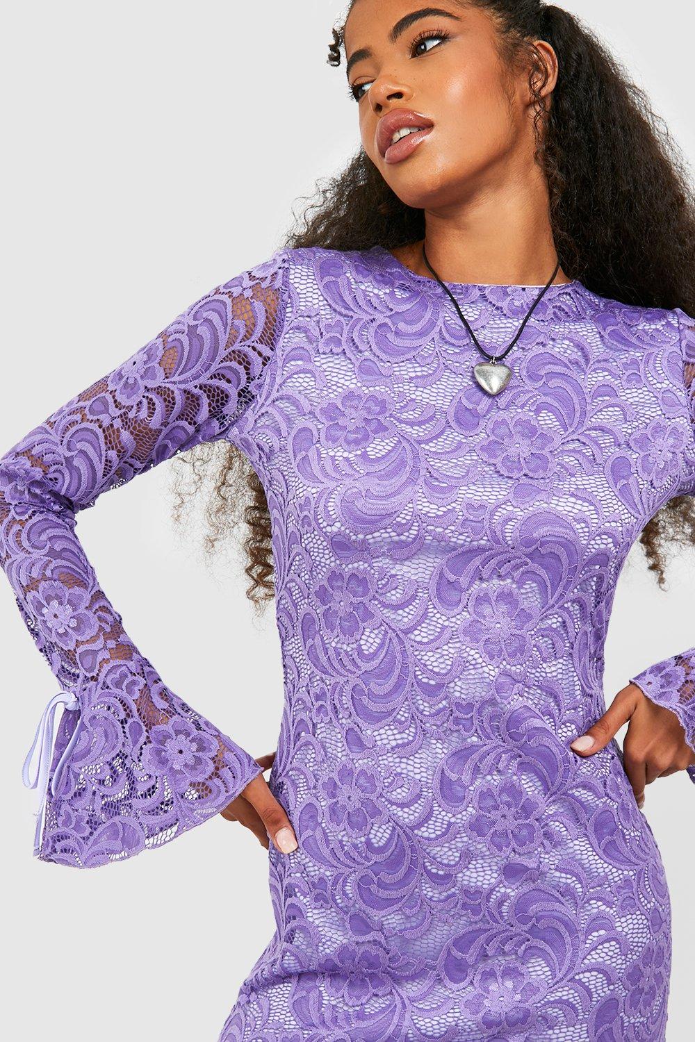 Womens purple lace on sale dress