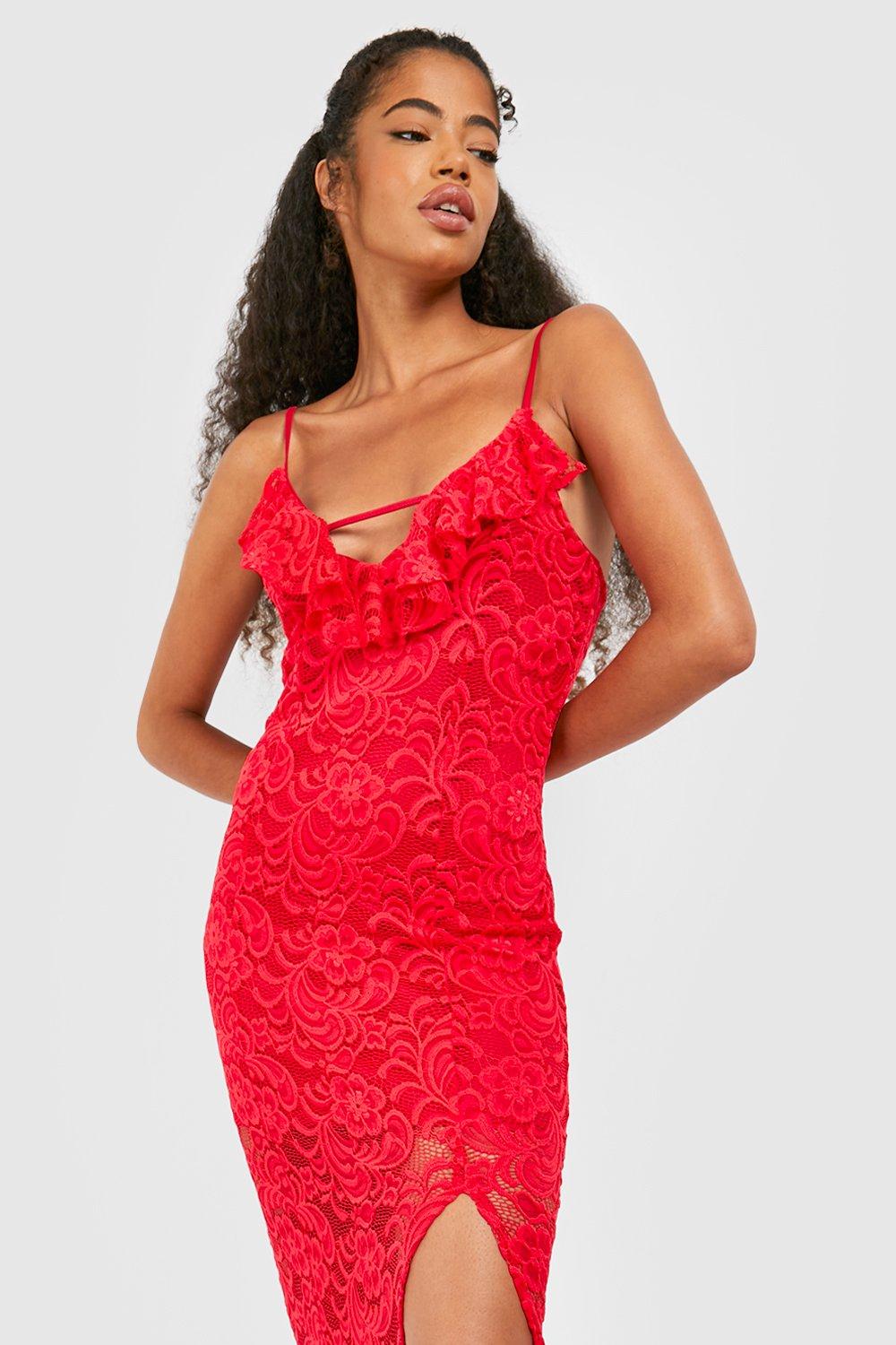 Lace Split Leg Midi Dress