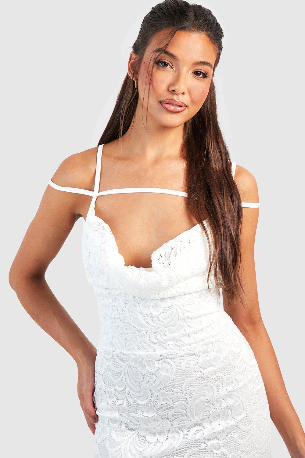 Boohoo lace white on sale dress