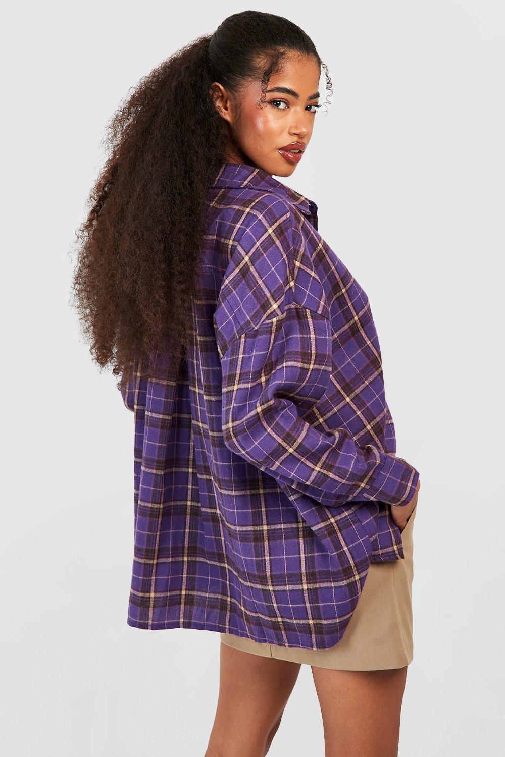 Check Drop Shoulder Oversized Shirt | boohoo