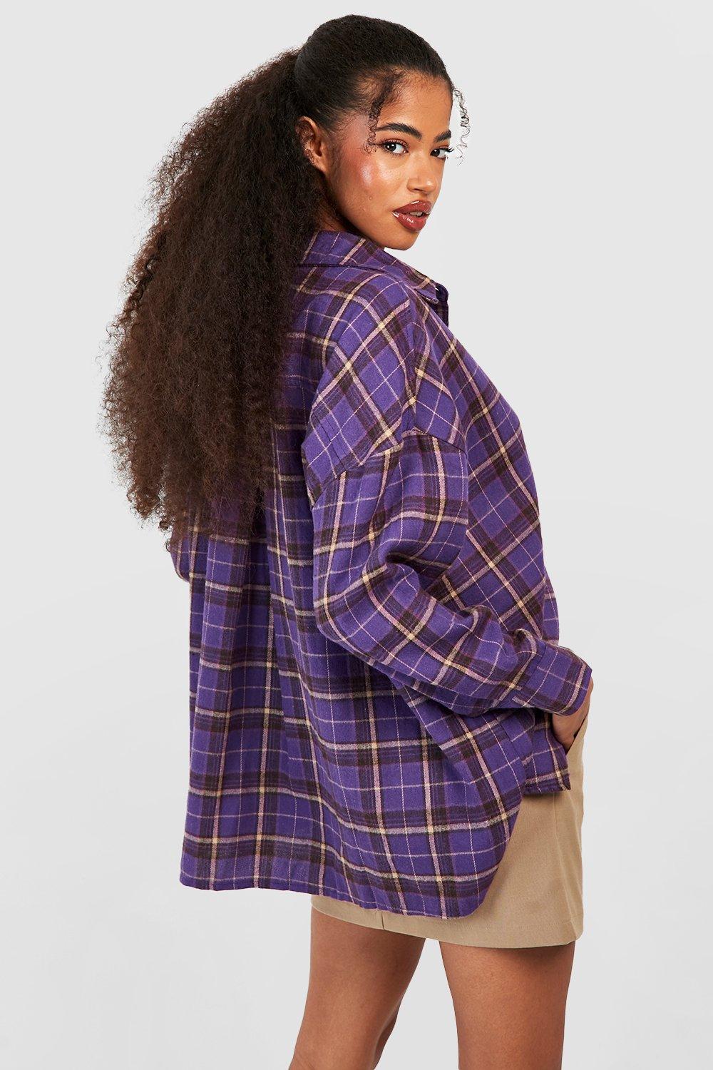 Flannel Drop Shoulder Oversized Shirt boohoo USA