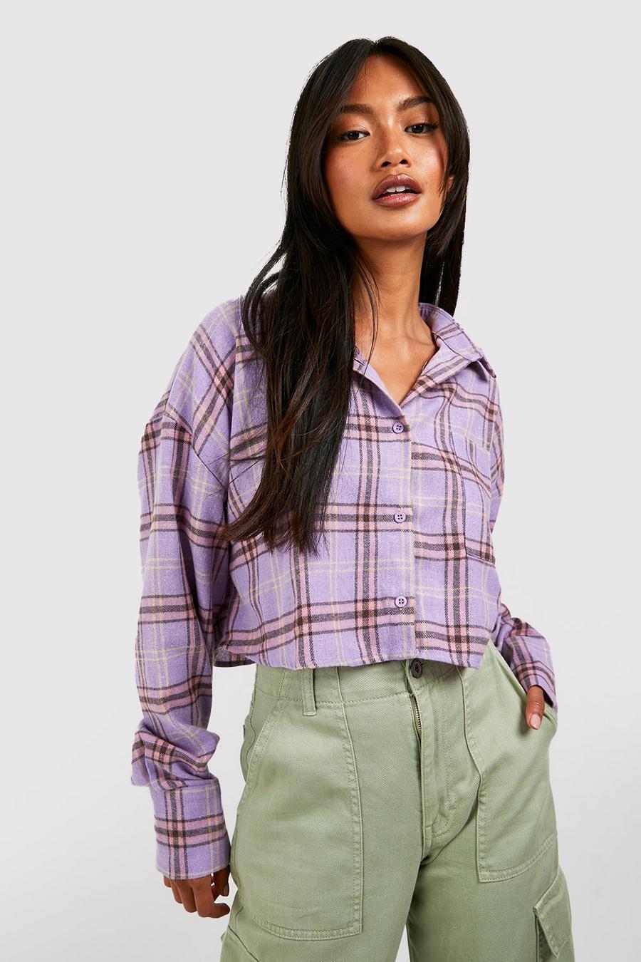 Chemise courte à carreaux, Lilac image number 1