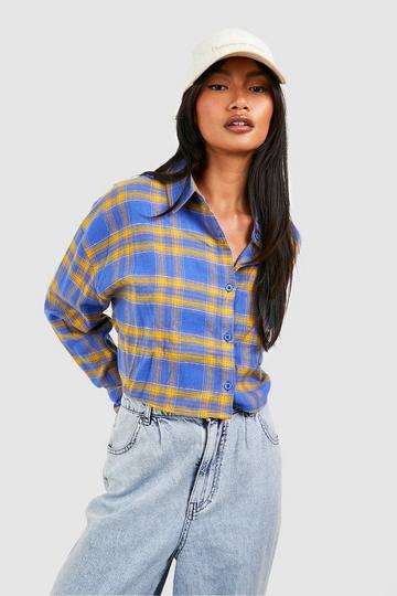 Flannel Cropped Shirt cobalt