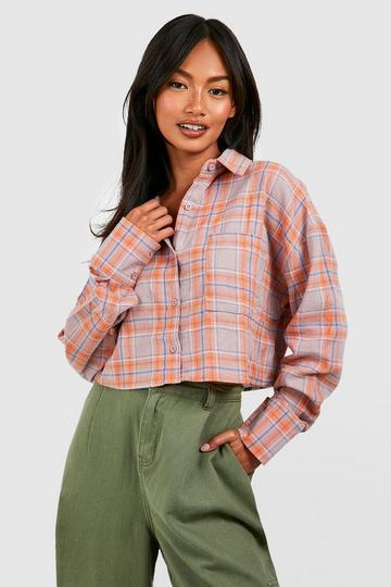 Flannel Cropped Shirt grey