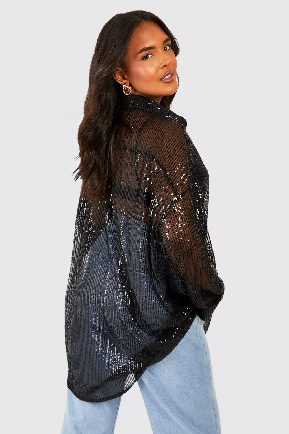 Black Plus Oversized Sequin Shirt alternative image
