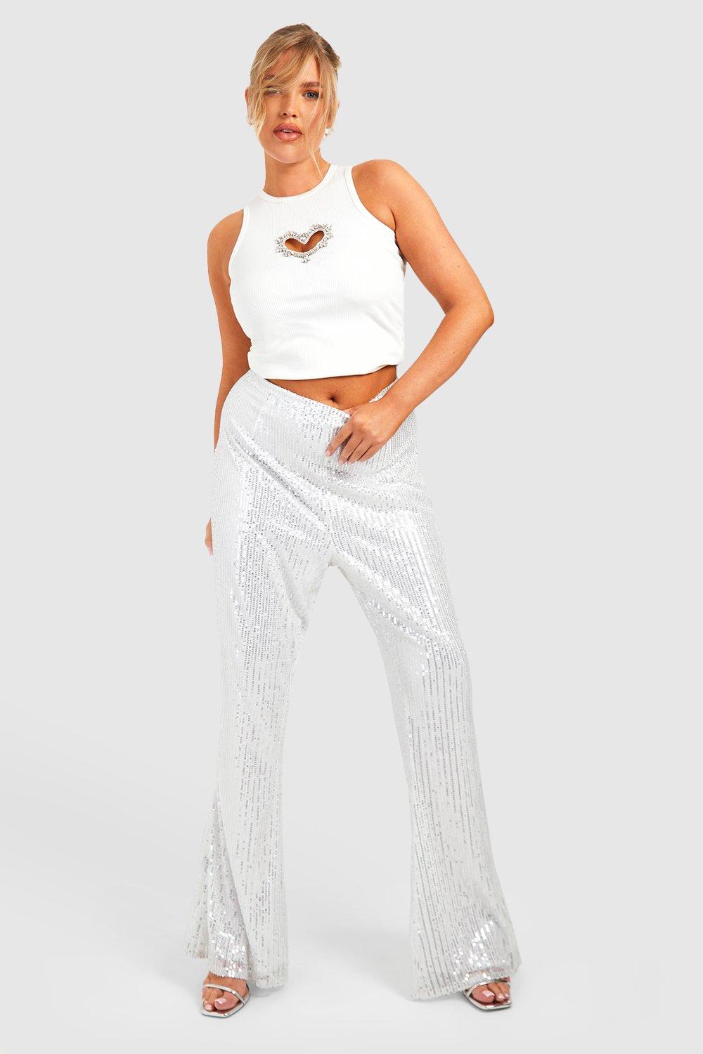 Boohoo hot sale silver trousers