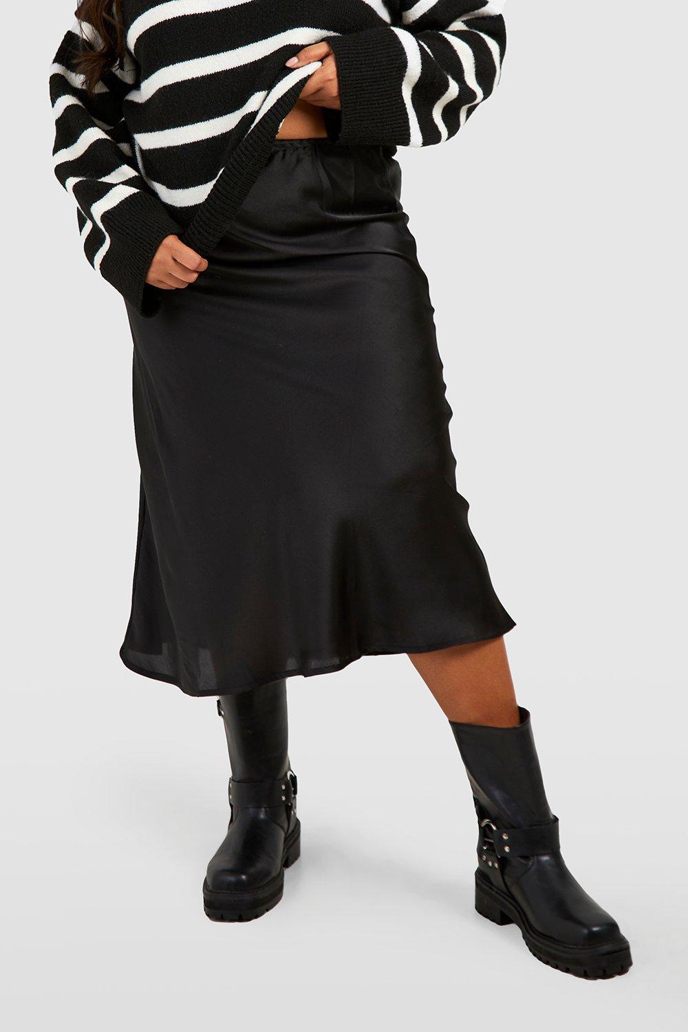 Plus Bias Cut Satin Midaxi Skirt boohoo UK