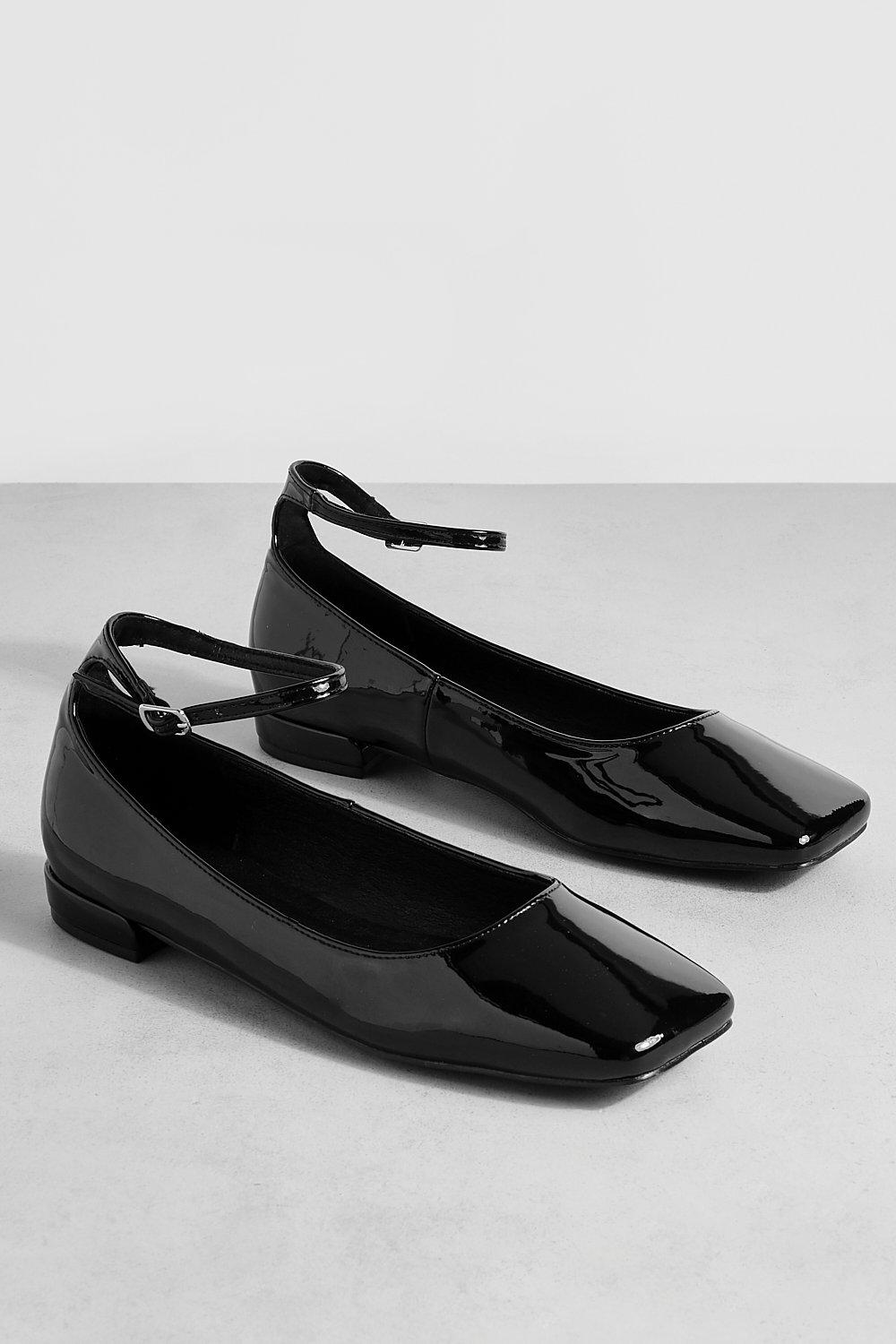 Black strappy ballet online flats