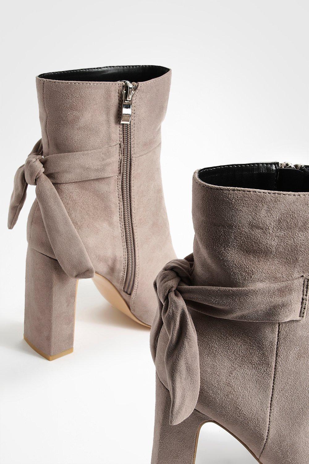 Grey block best sale heel ankle boots