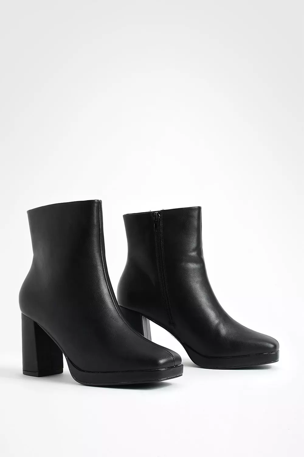 Black Platform Block Heel Ankle Boots alternative image