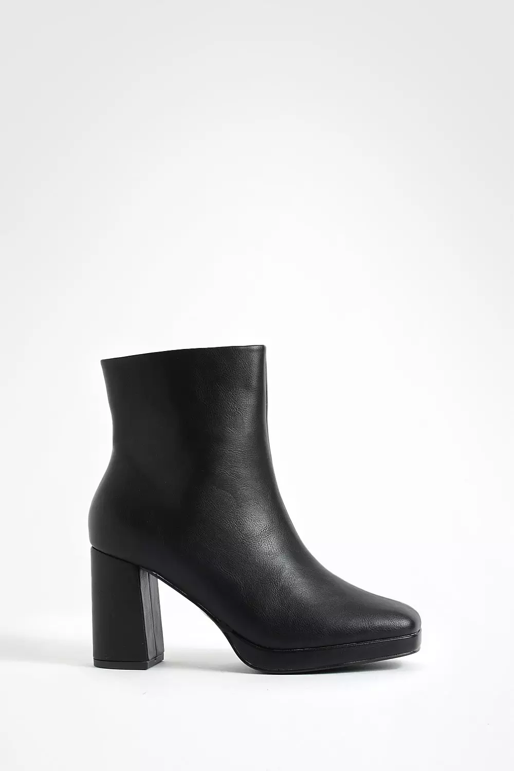 Black Platform Block Heel Ankle Boots alternative image