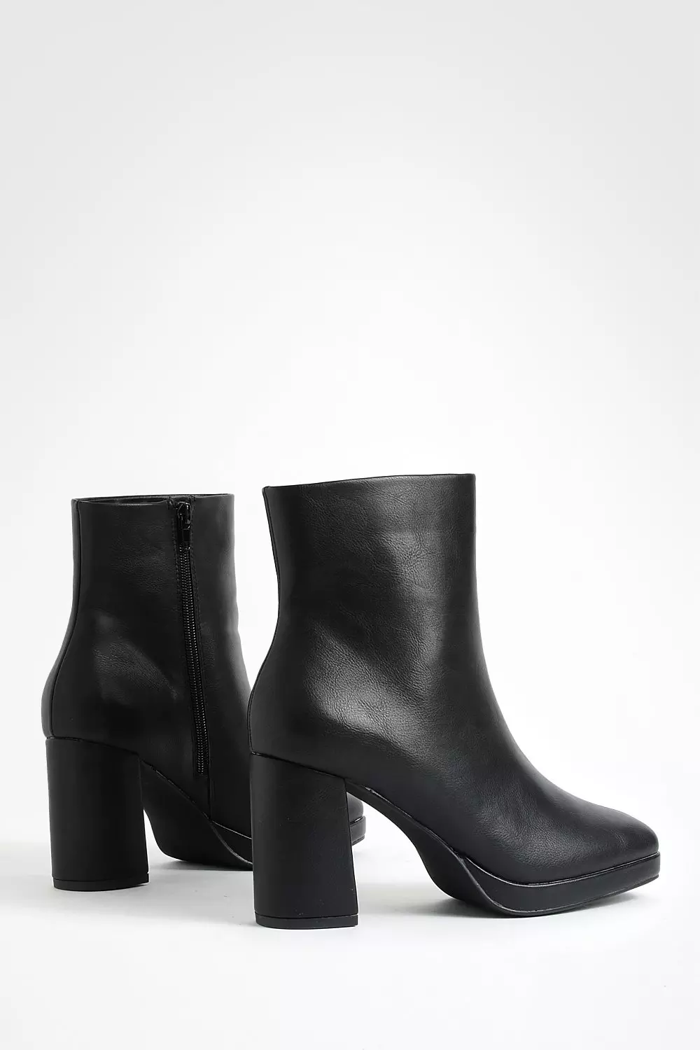 Black Platform Block Heel Ankle Boots alternative image
