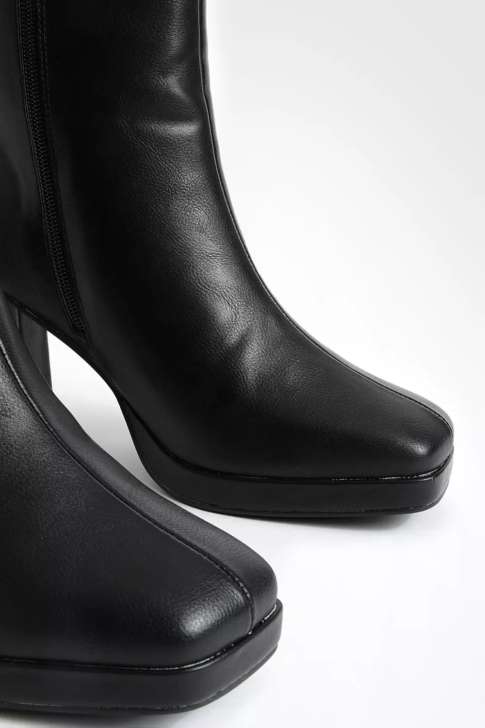 Black Platform Block Heel Ankle Boots alternative image