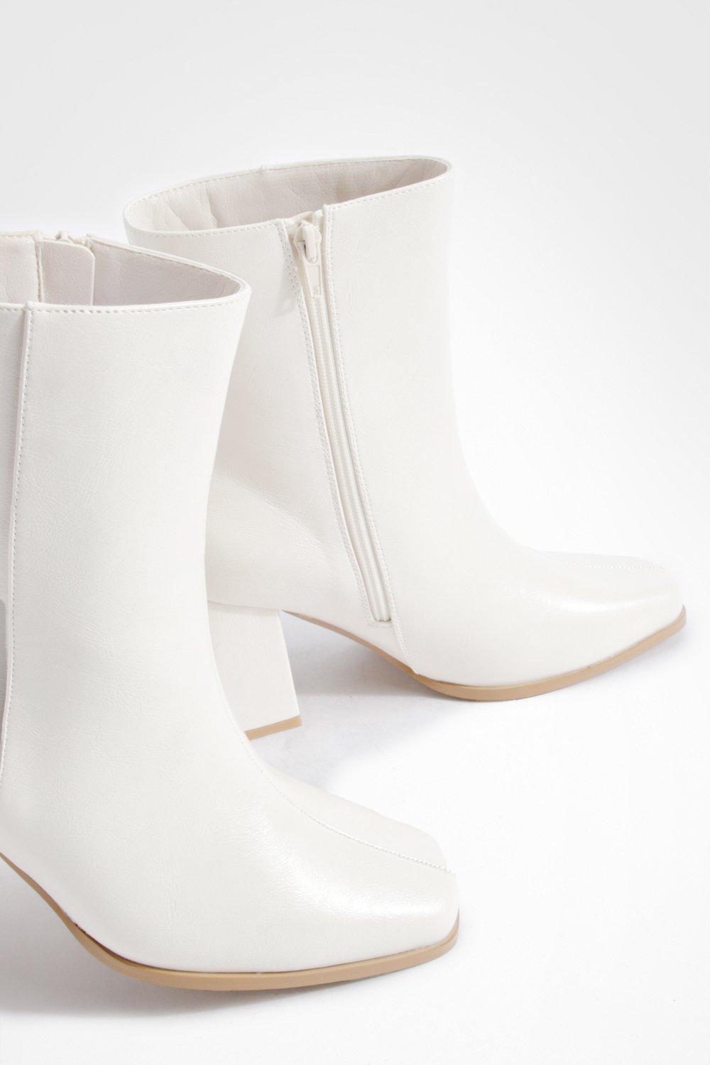 Boohoo white outlet ankle boots