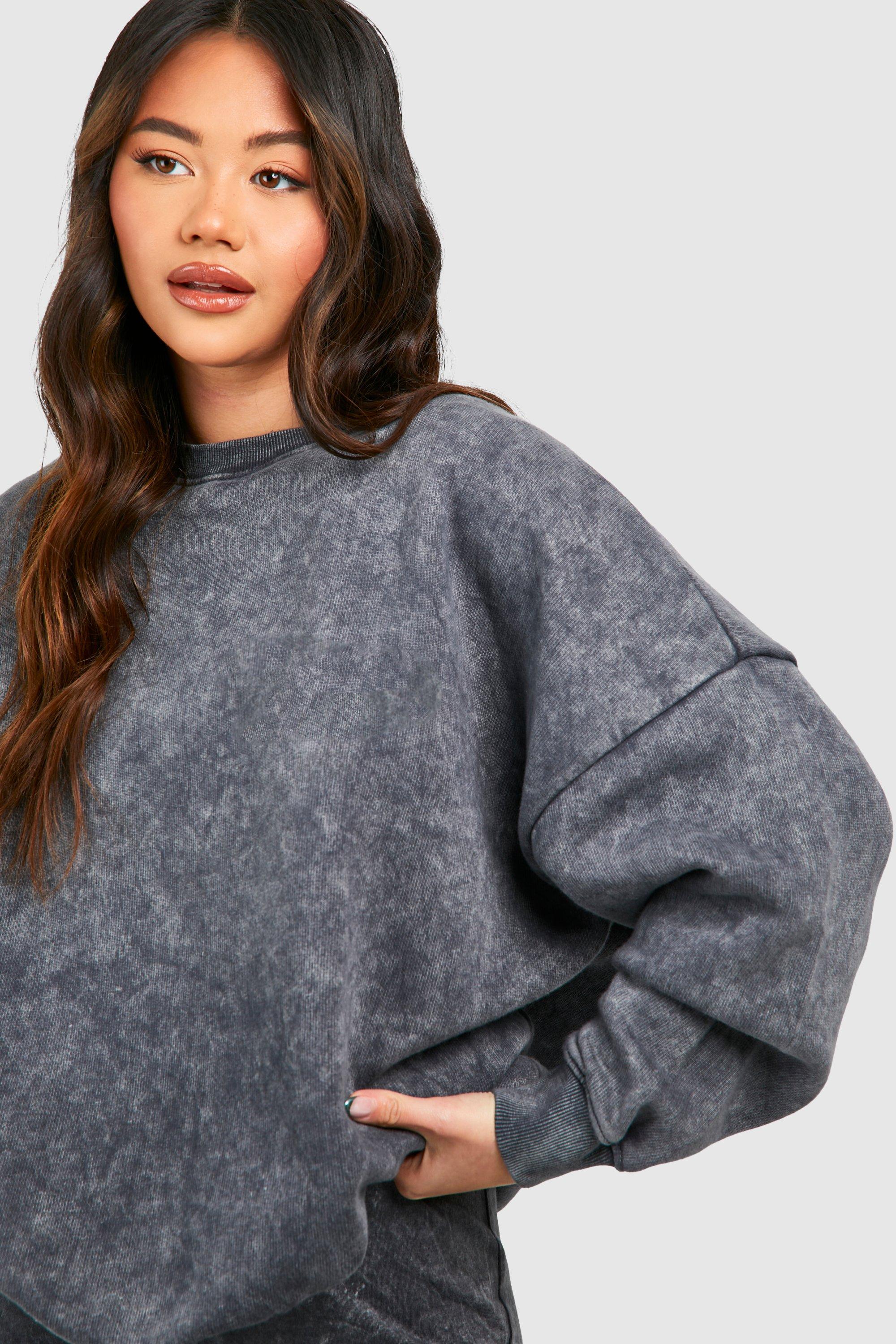 Acid Wash Oversized Crew Neck Sweatshirt