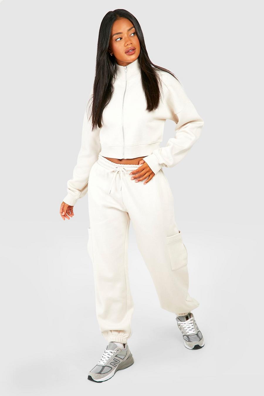 Stone Cropped Bomber Cargo Track Pants Tracksuit