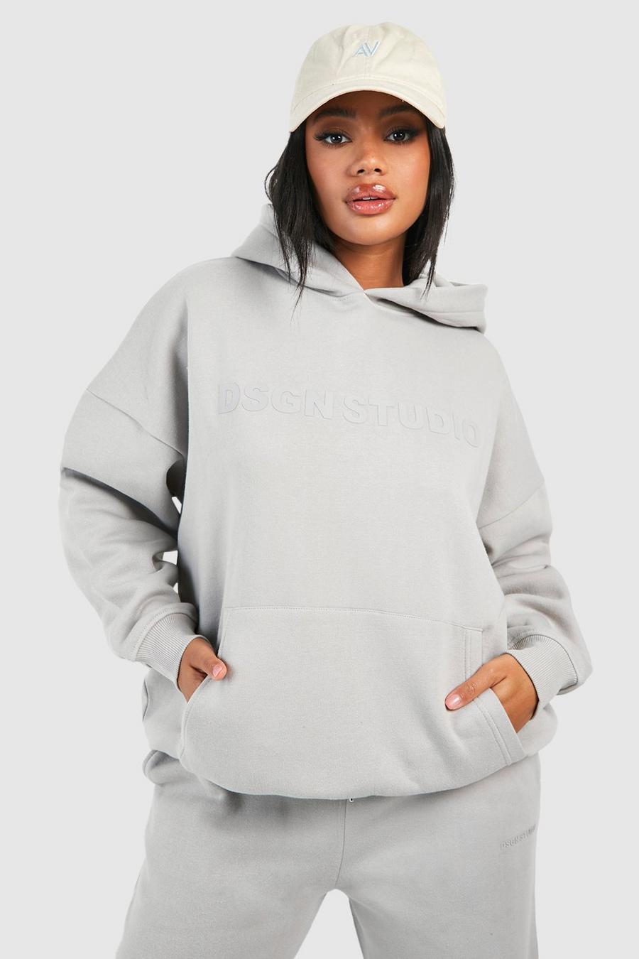 Ice grey Dsgn Oversize hoodie med slogan