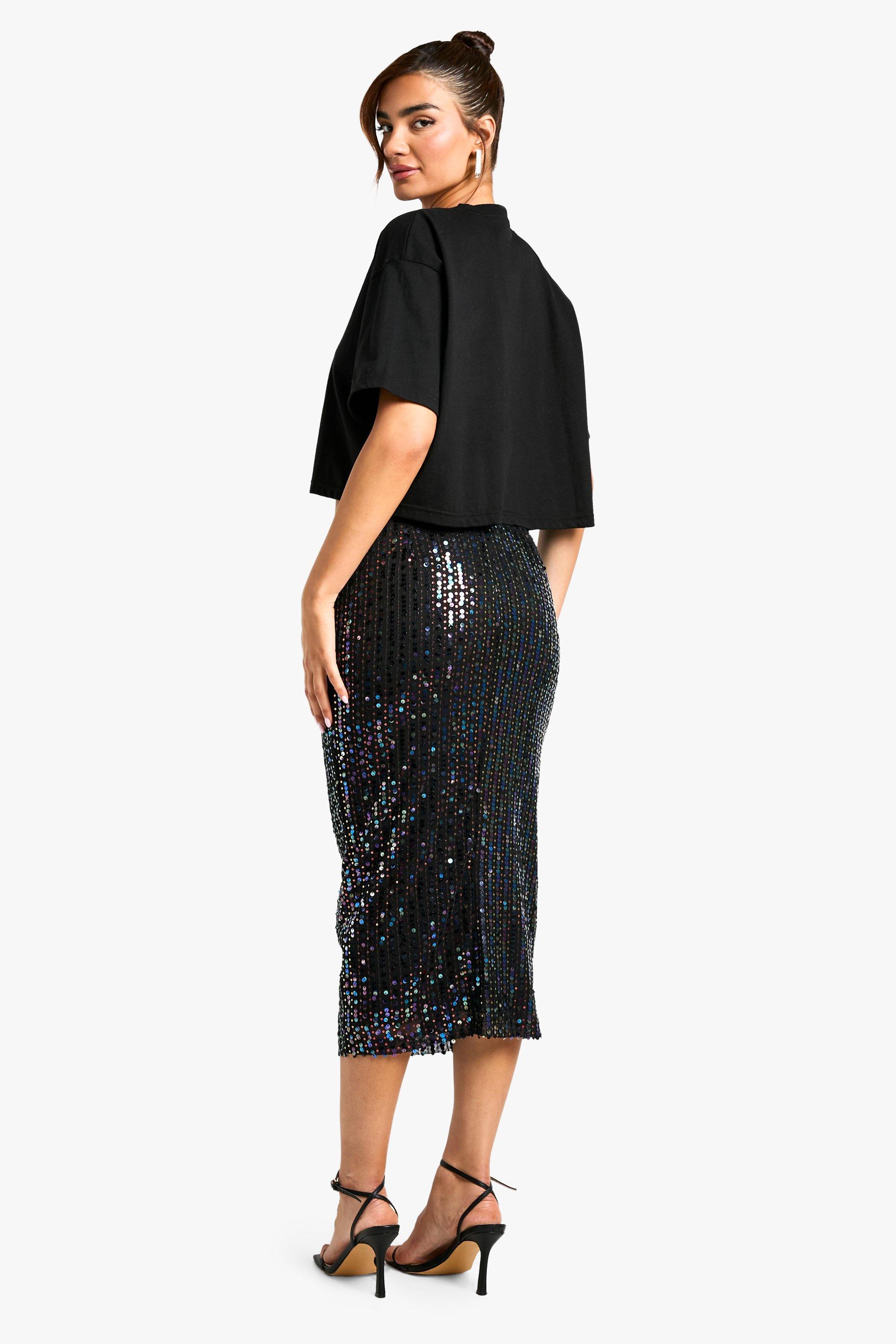 Rainbow Sequin Midaxi Skirt