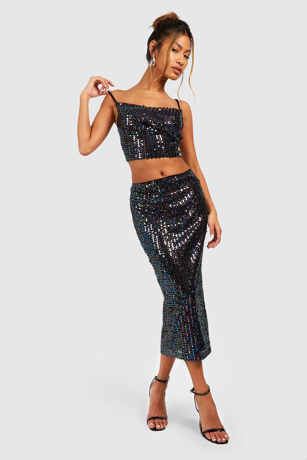 Rainbow Sequin Crop Top