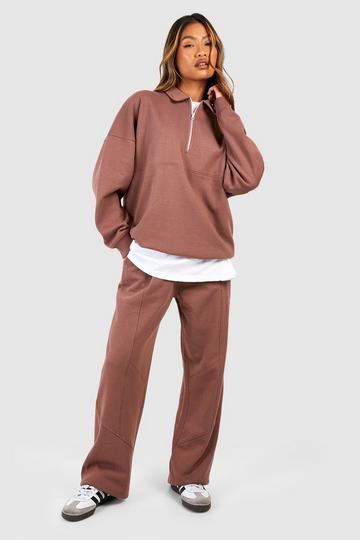 Premium Seam Detail Wide Leg Jogger chocolate