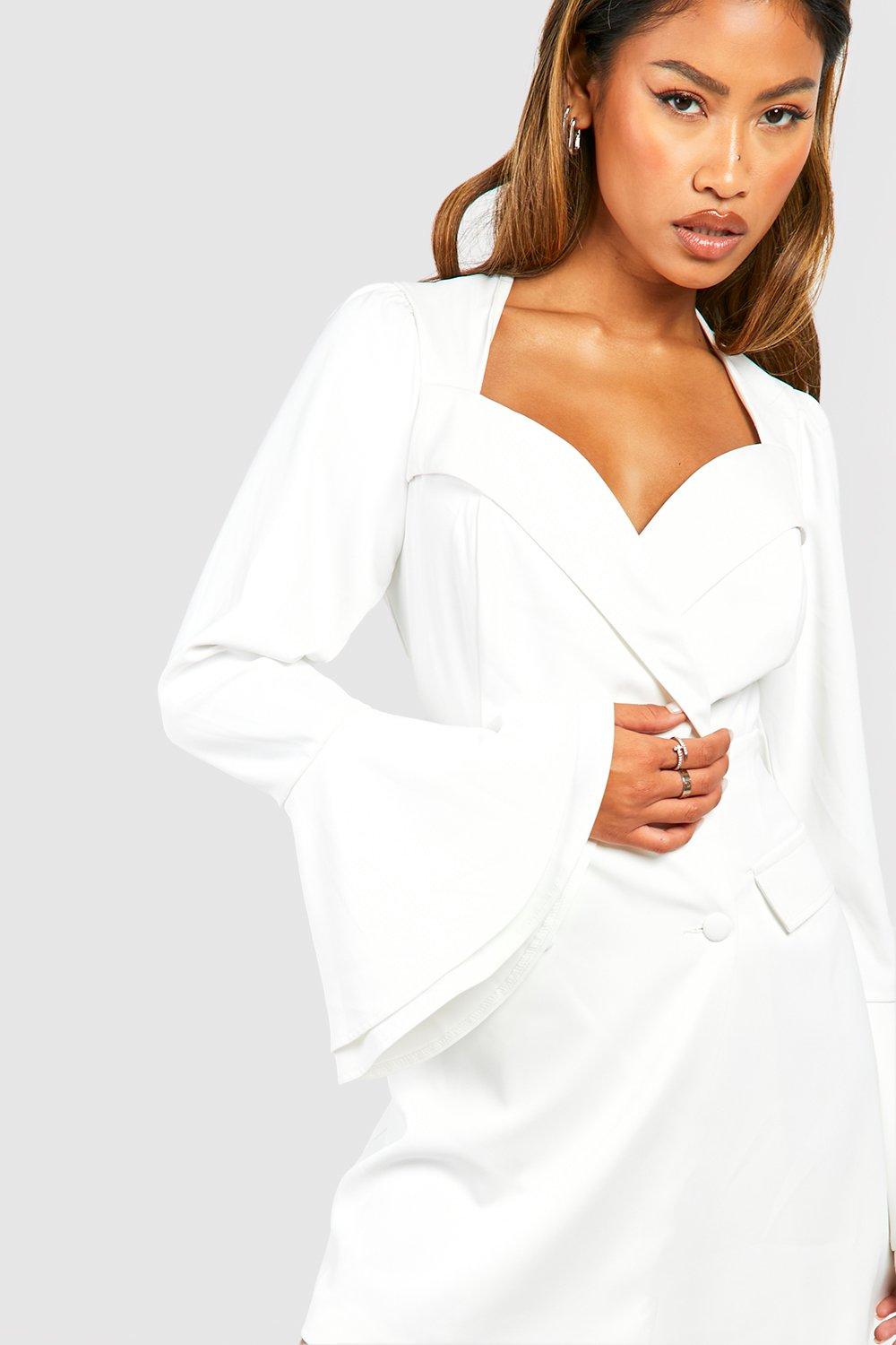 White wrap blazer dress sale