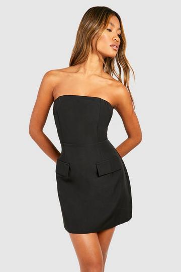 Bandeau Tailored Mini Dress black
