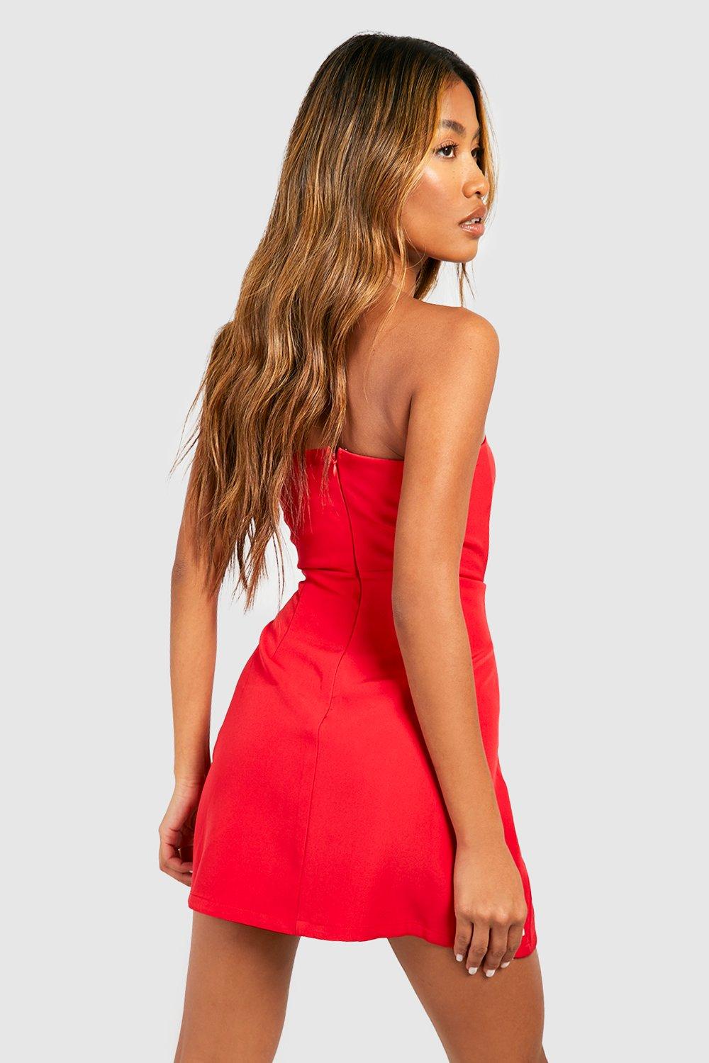 Boohoo red 2025 mini dress