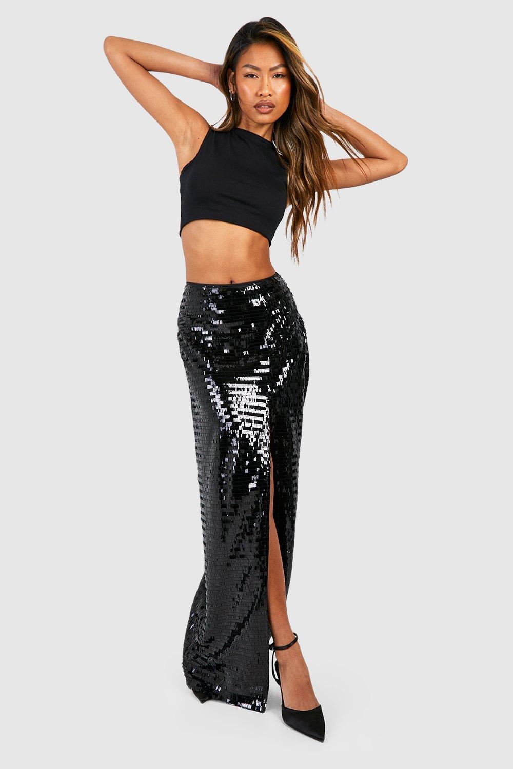 Sequin maxi 2025 skirt with split