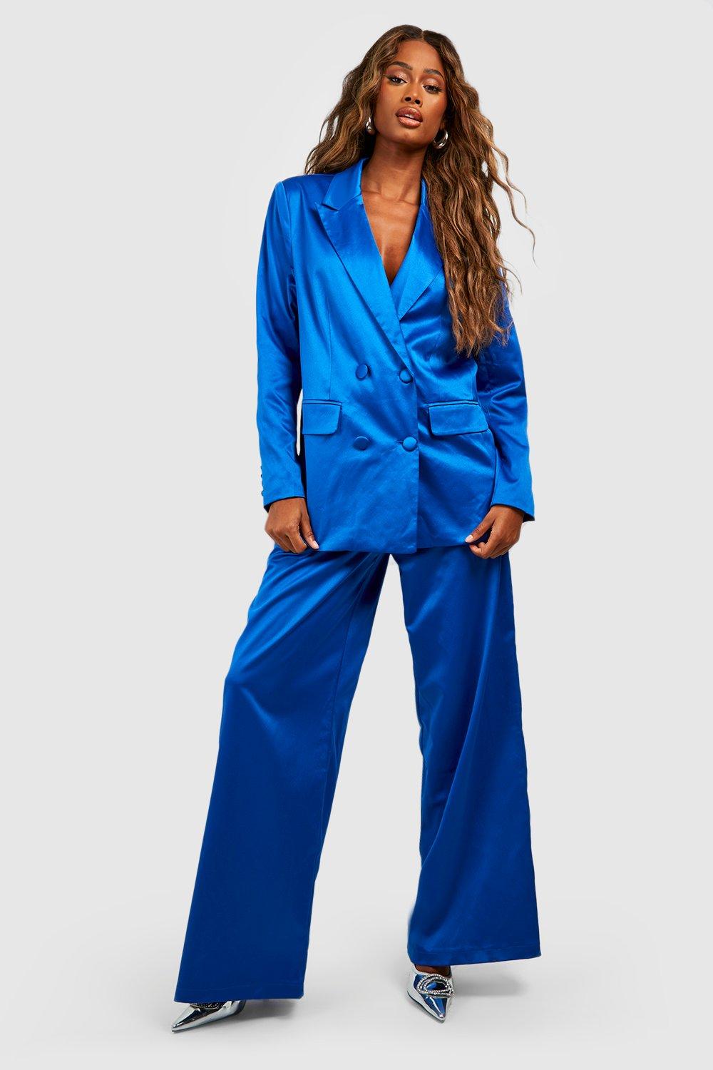 Cobalt blue wide leg trousers sale