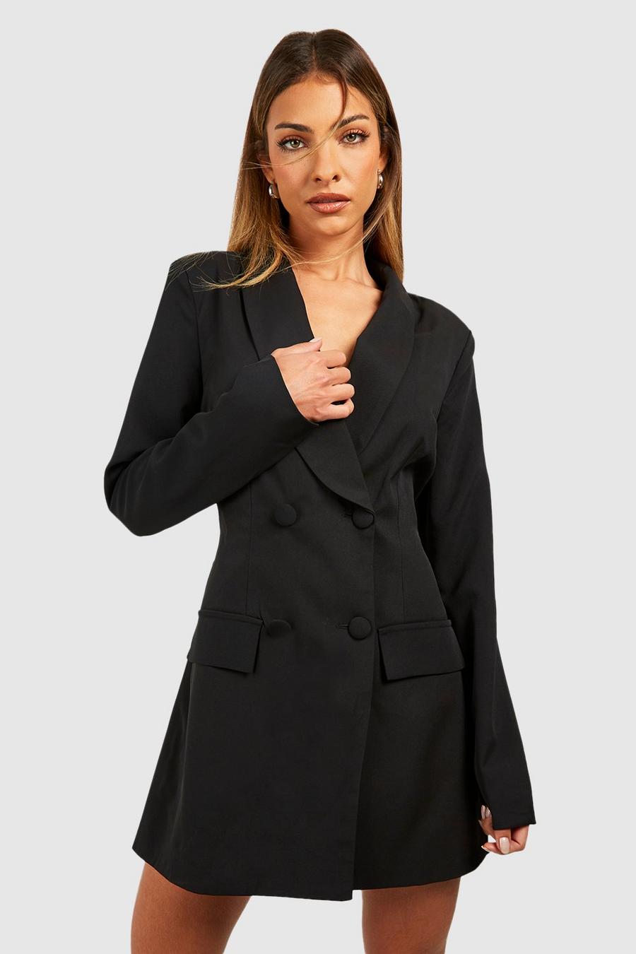 Vestito Blazer sartoriale con fiocco aperto sul retro, Black image number 1