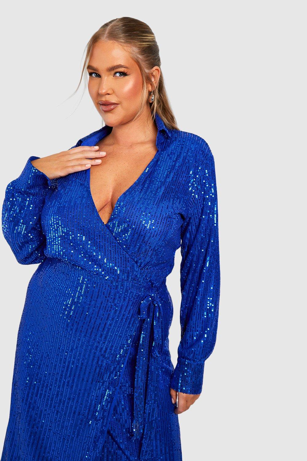 Royal blue wrap dress plus outlet size