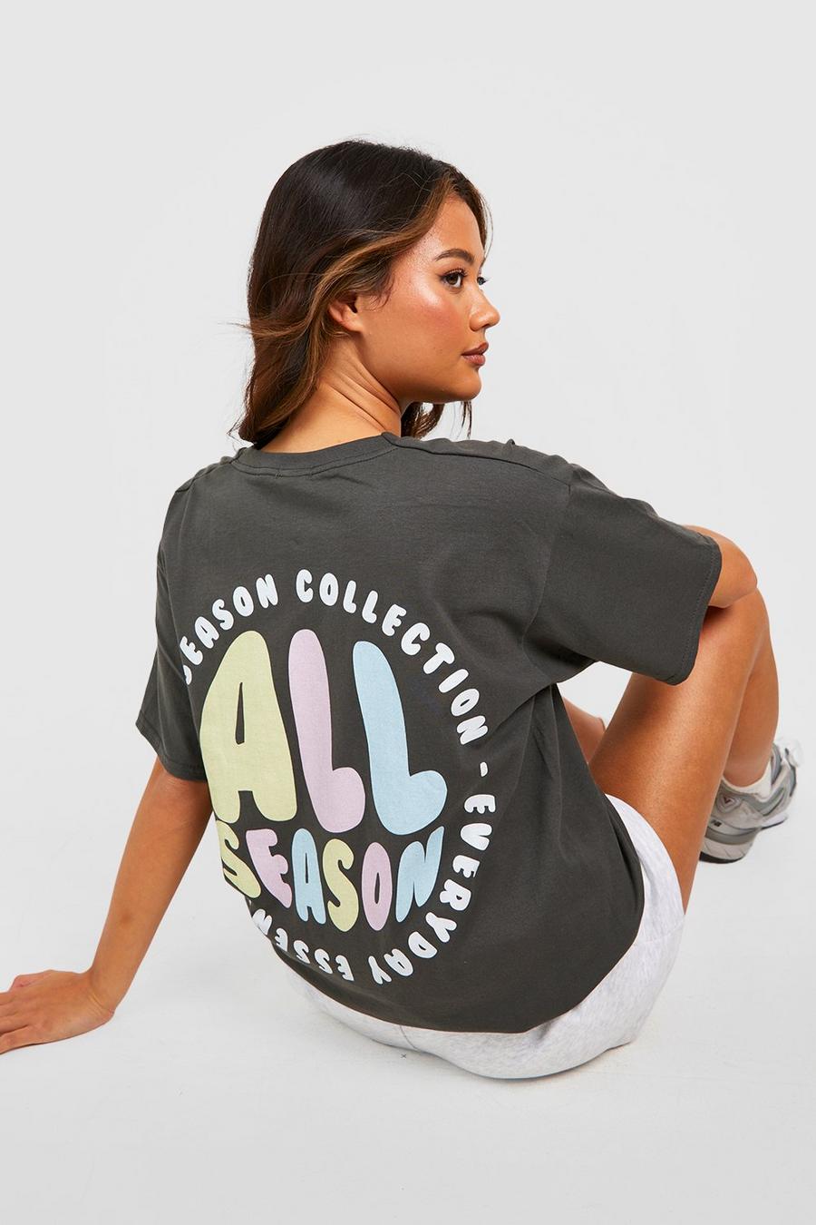 Charcoal Oversized All Season T-Shirt Met Print