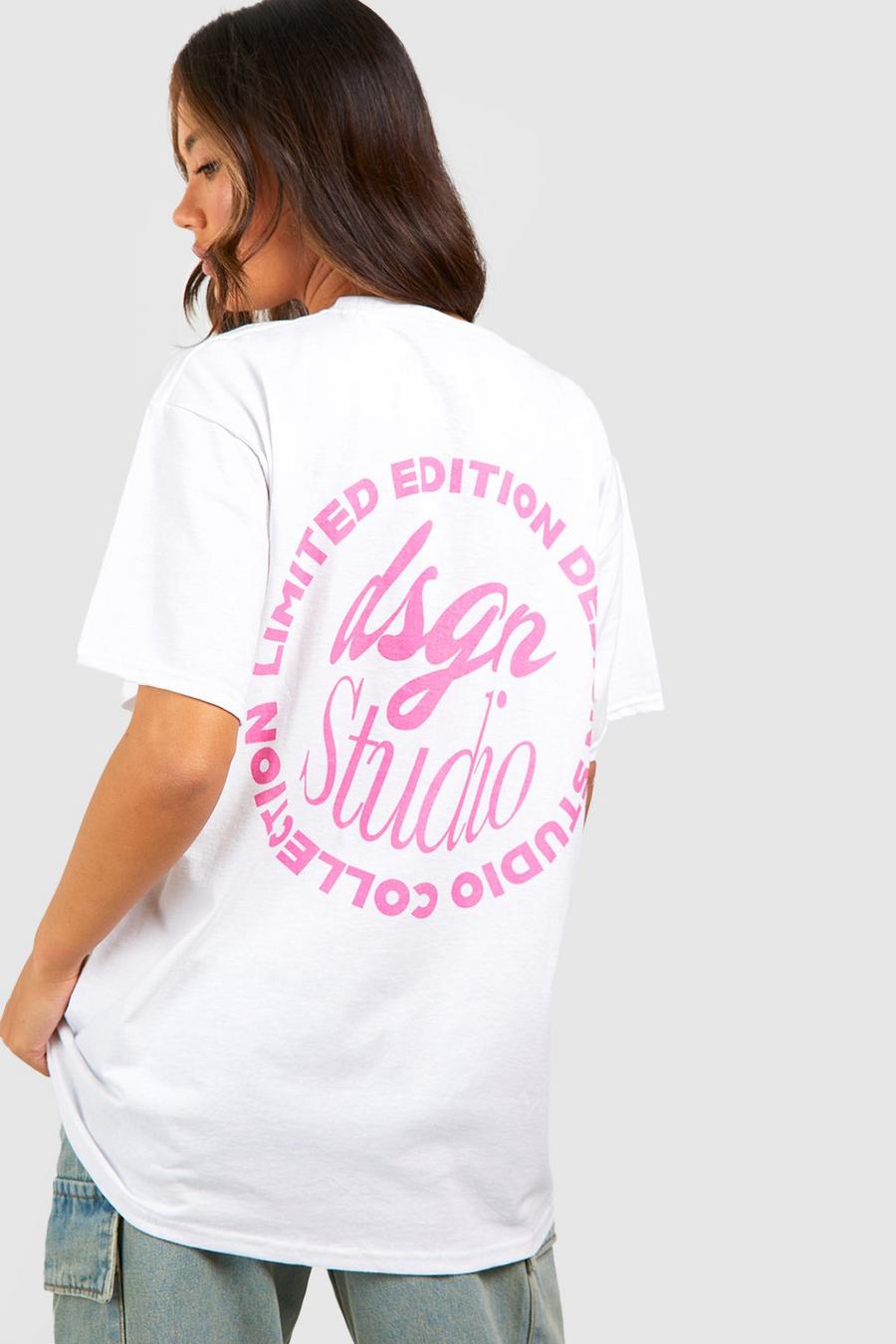 White Oversized Limited Edition Design Studio Print T-shirt image number 1