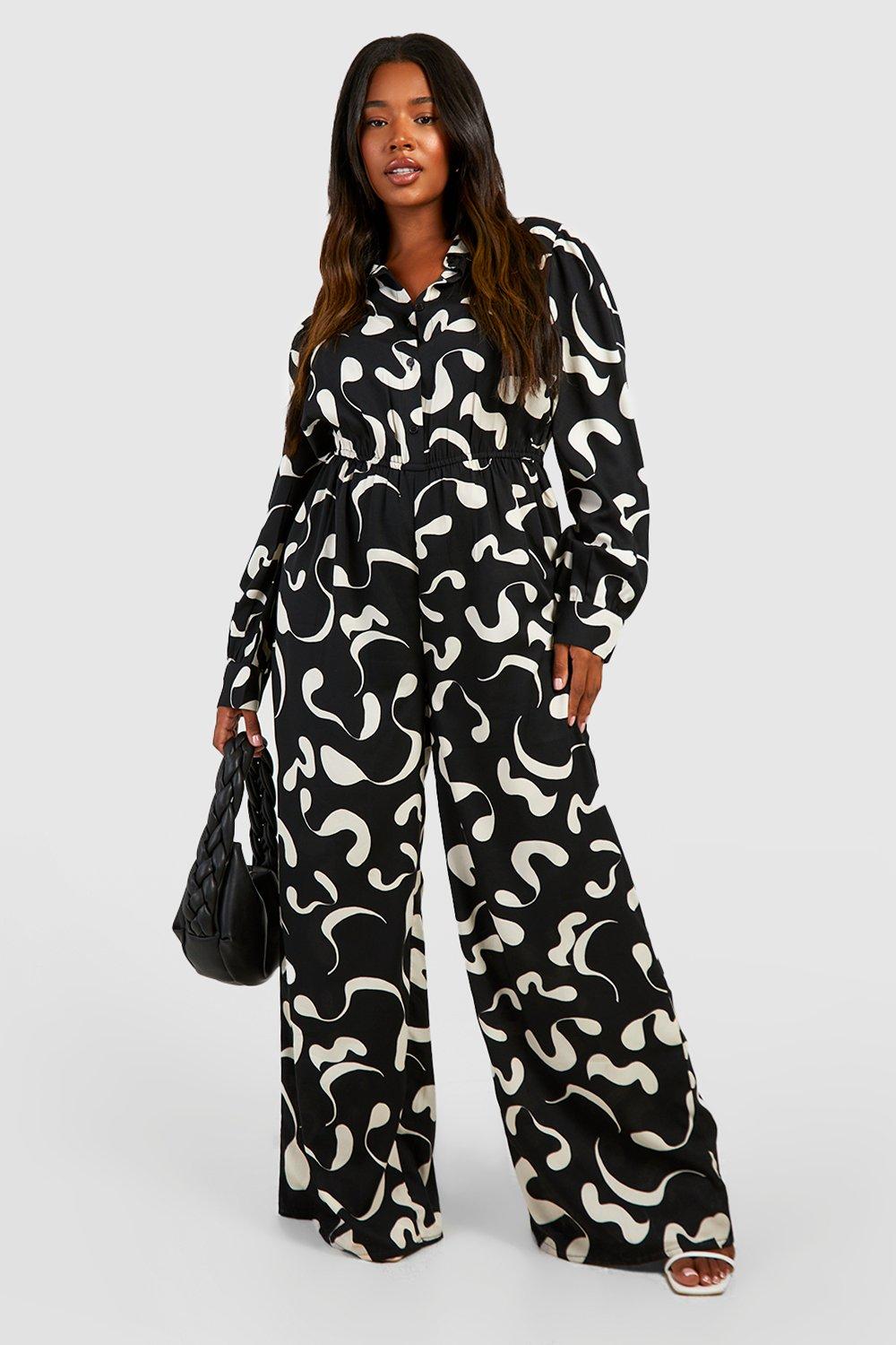 Boohoo black best sale and white jumpsuit