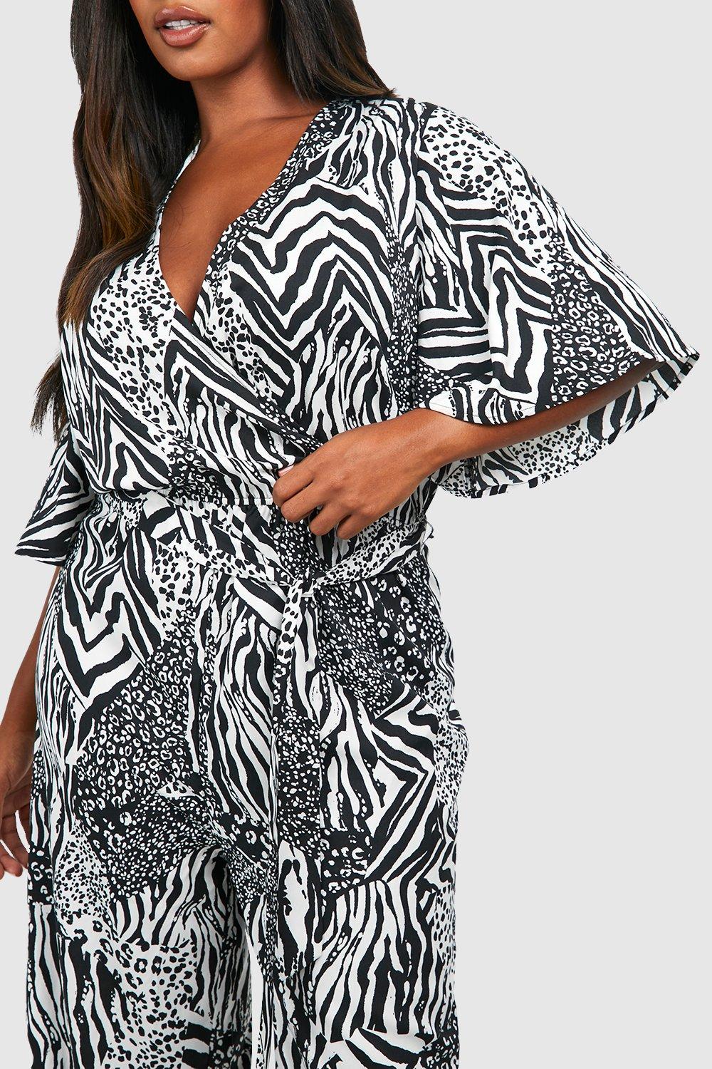 Boohoo black best sale and white jumpsuit