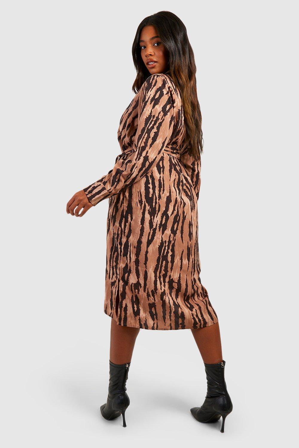 Boohoo leopard store print shirt dress