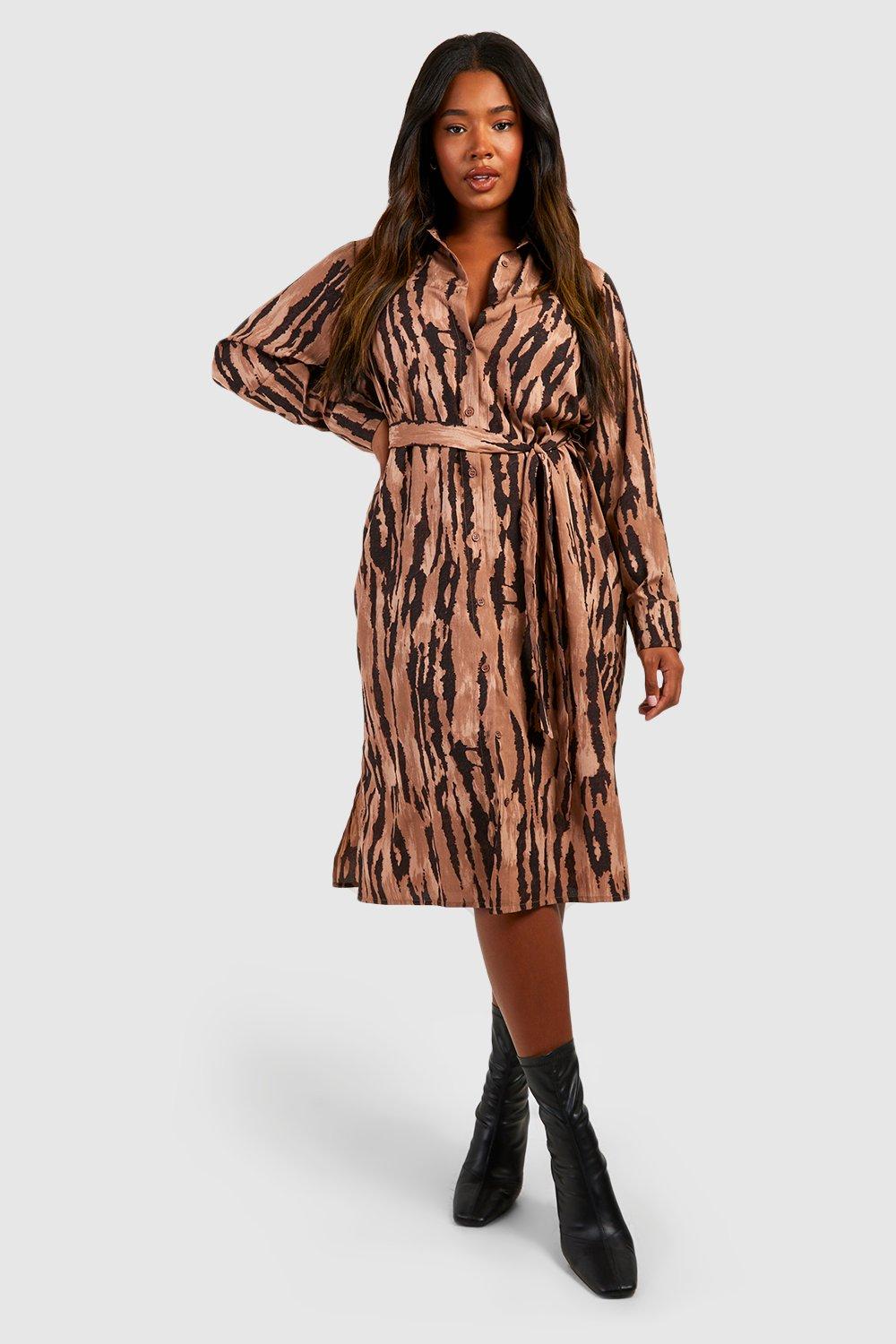 Leopard print shirt deals dress boohoo