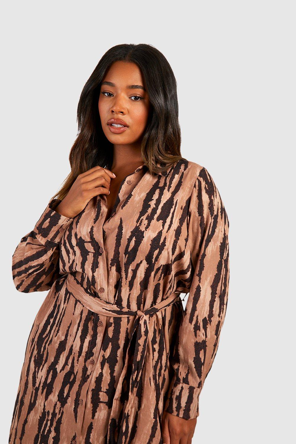 Boohoo animal clearance print shirt dress