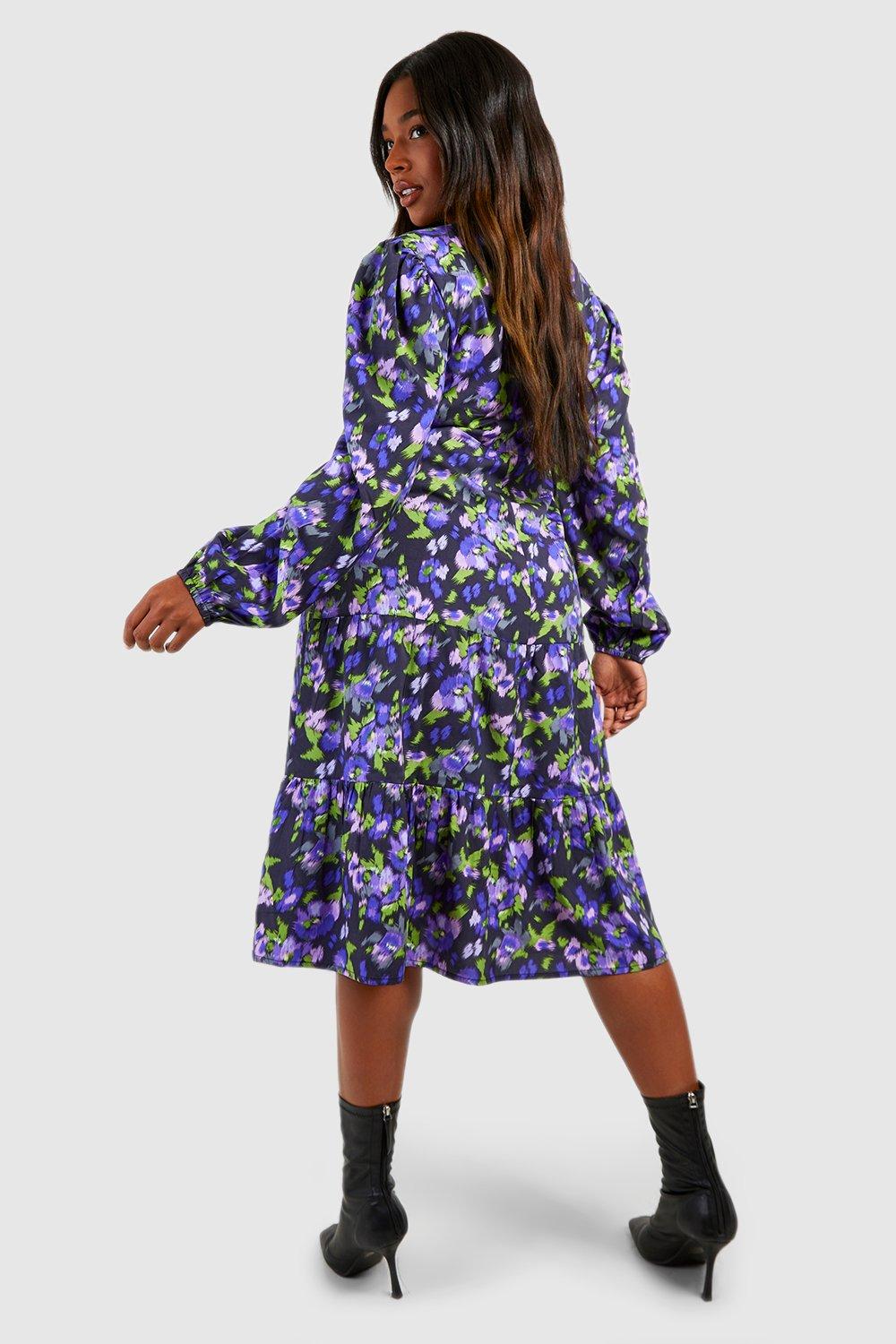 Tiered midi hotsell smock dress