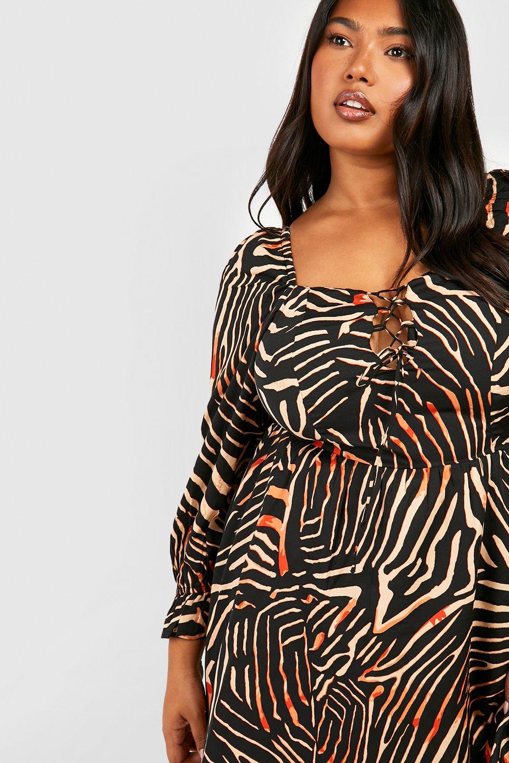 Boohoo curve best sale leopard print dress