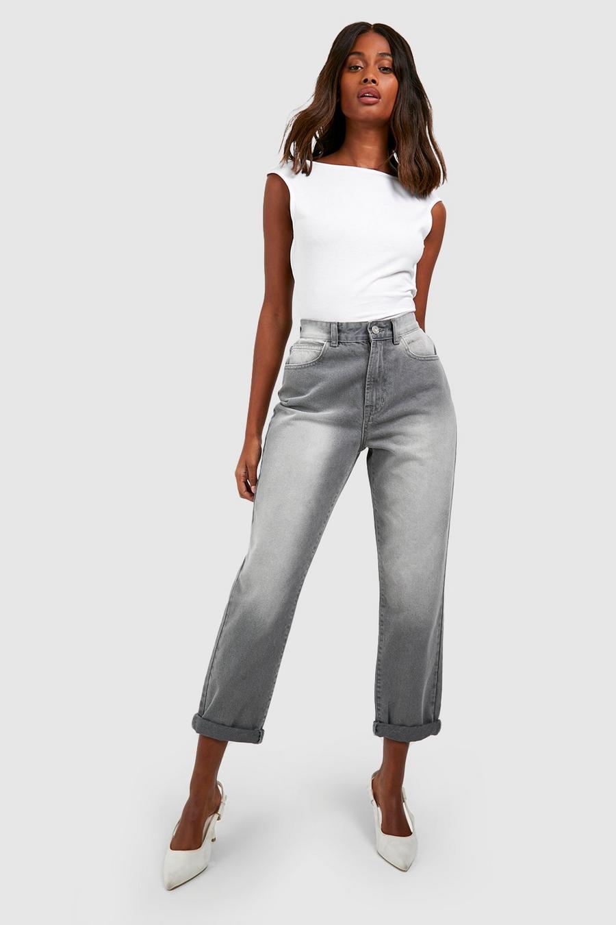 Grey Mom jeans i slim fit med vikt kant image number 1