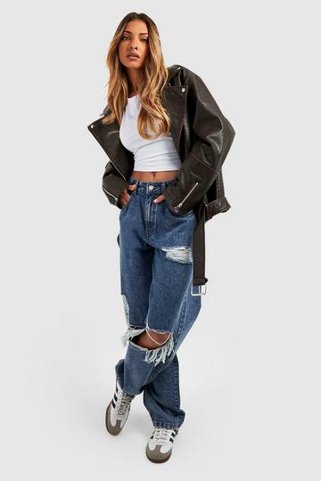 Extreme Rip Wide Leg Jeans mid blue