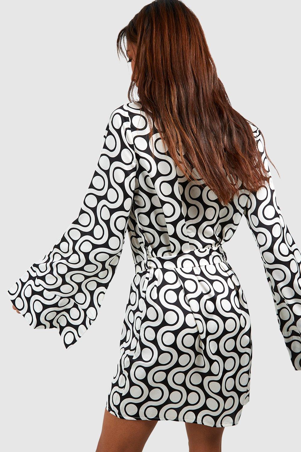 Women's 2 Piece Abstract Print Outfits With Long Sleeve and Wide