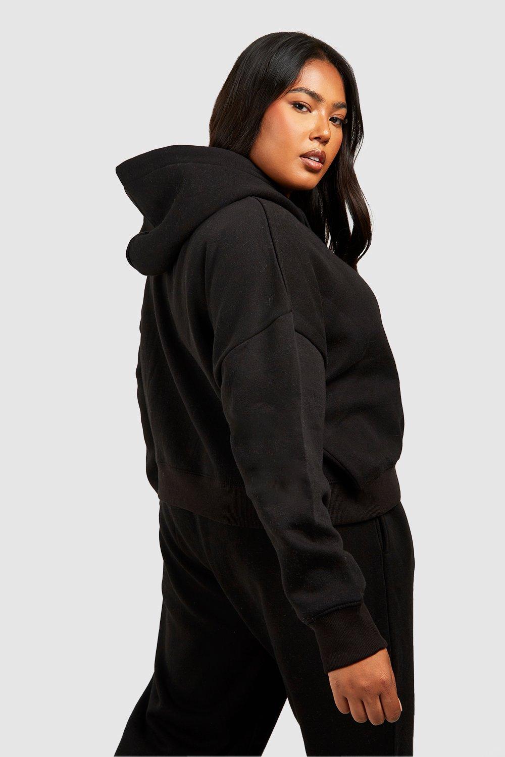 Plus Zip Through Crop Hoodie boohoo DK