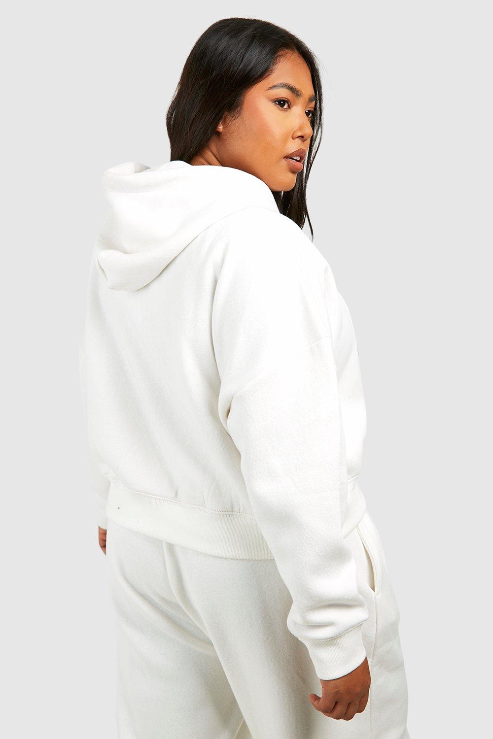 Plus Zip Through Crop Hoodie