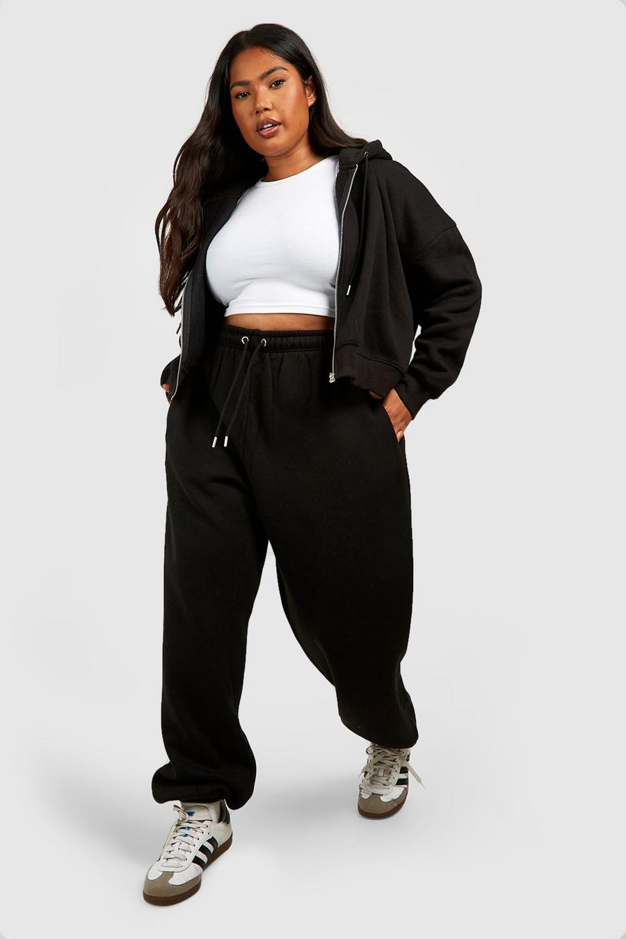 Black Plus Oversized Cuffed Track Pants