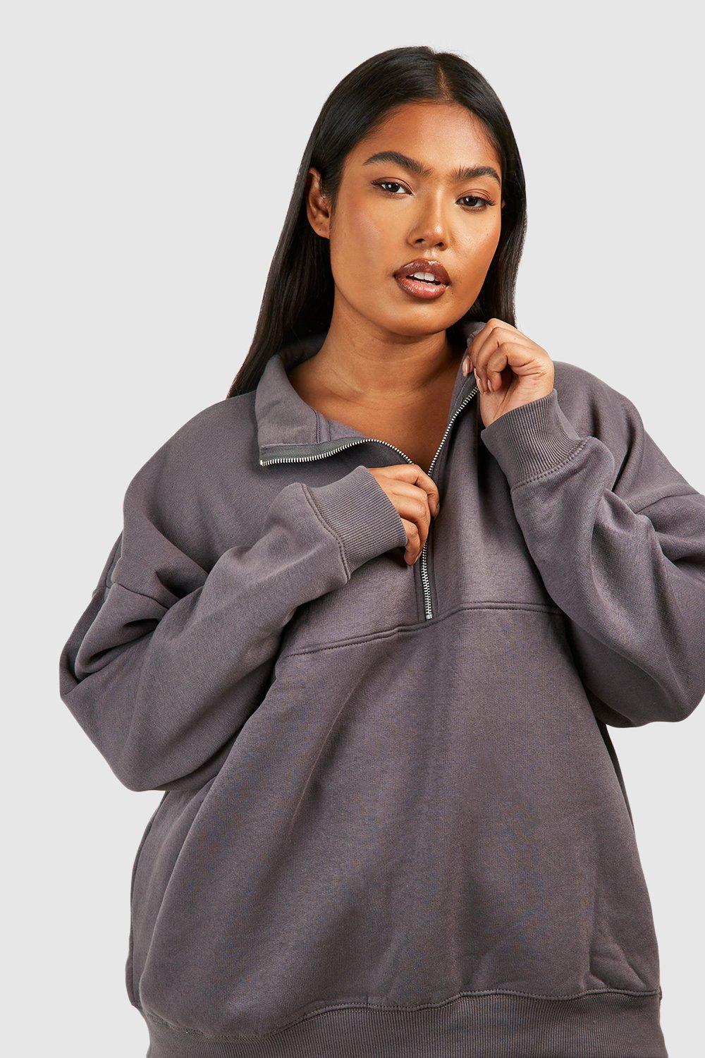 Plus Quarter Zip Oversized Sweatshirt boohoo NO
