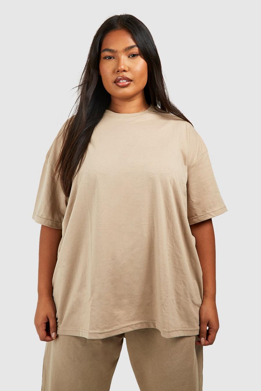 Stone beige Plus Oversized T-shirt
